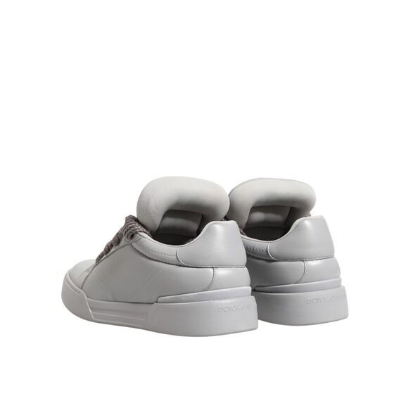 Dolce & Gabbana White Leather Gray Laces Low Top Sneakers Men's Shoes - Picture 4 of 5